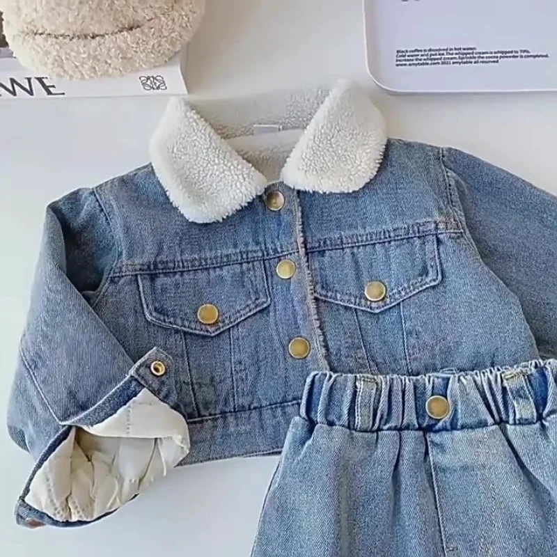 Girls' Autumn and Winter Clothes Denim Suit Skirt2024New Western Style Children's Thick Warm Jacket Skirt Two-Piece Set
Girls' Autumn and Winter Clothes Denim Suit Skirt2024New Western Style Children's Thick Warm Jacket Skirt Two-Piece Set