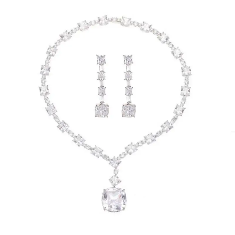 Xiqi 925 Silver Inlay White and Yellow Square Zirconium Tassel Women's Necklace Earrings High-end jewelry set giftelry
Xiqi 925 Silver Inlay White and Yellow Square Zirconium Tassel Women's Necklace Earrings High-end jewelry set giftelry