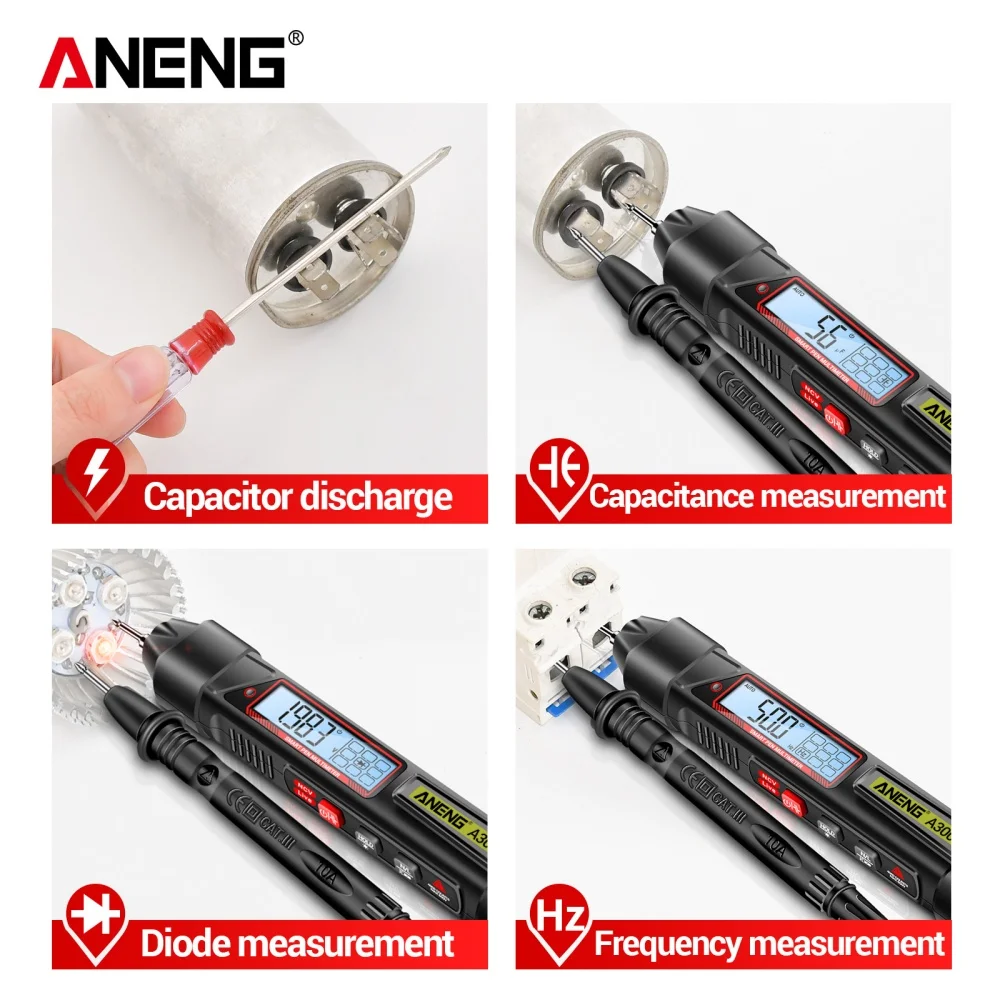 NCV Iinduced Multimeter Test Pen AC/DC Voltage Capacitance Resistance 4000 Counts Multifunctional Electricity Tester ANENG A3006
NCV Iinduced Multimeter Test Pen AC/DC Voltage Capacitance Resistance 4000 Counts Multifunctional Electricity Tester ANENG A3006