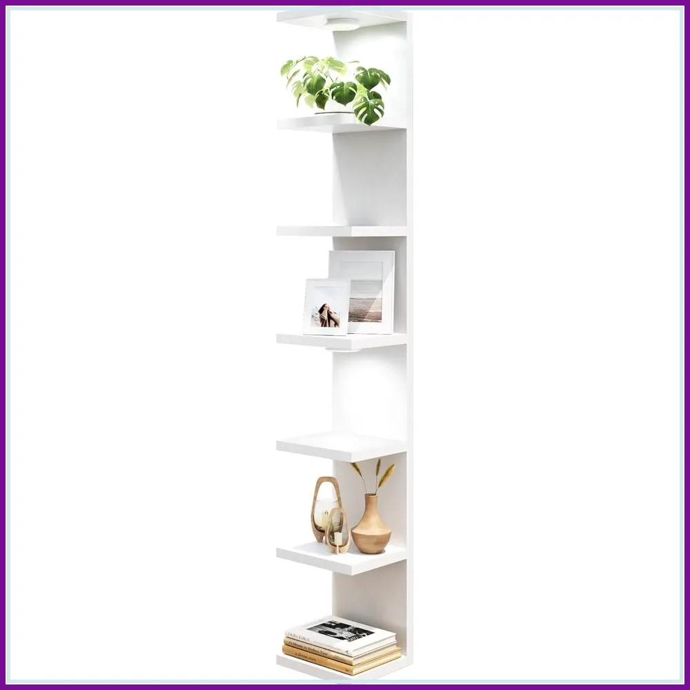 7-Tier Floating Wall Shelves with LED Lights, White Home Organizer Display Shelf
7-Tier Floating Wall Shelves with LED Lights, White Home Organizer Display Shelf