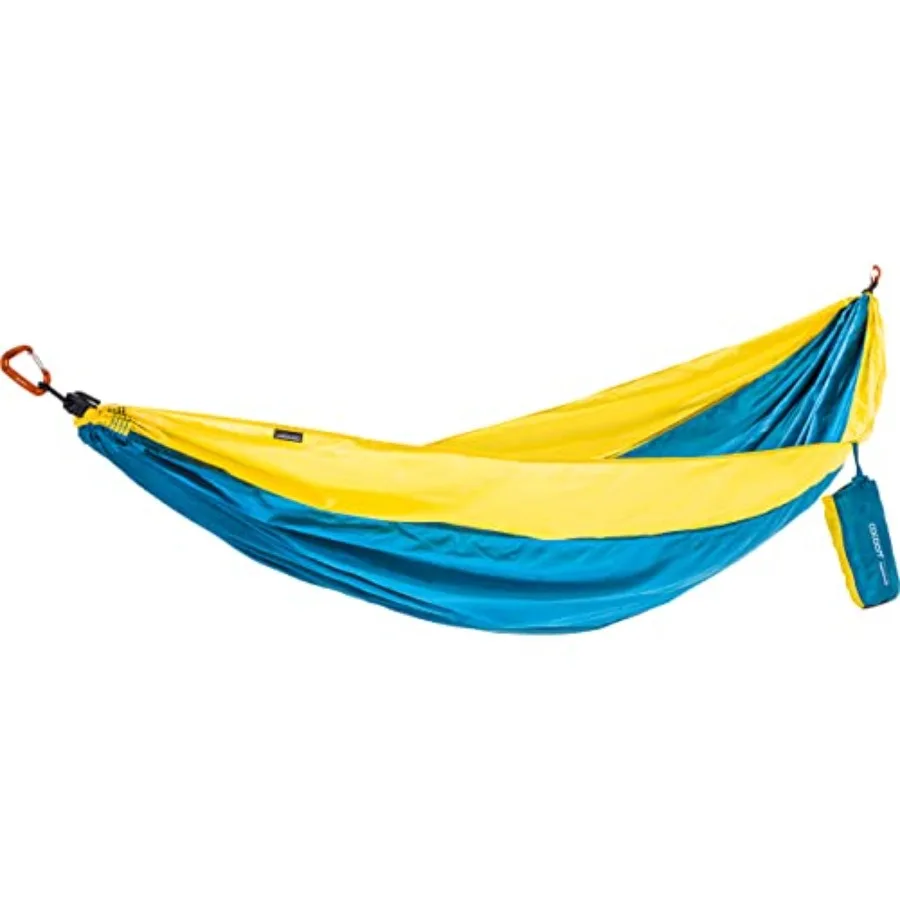 Camping hammock for outdoor use, nylon fabric, sunshine yellow, ultralight with attached carry bag
Camping hammock for outdoor use, nylon fabric, sunshine yellow, ultralight with attached carry bag