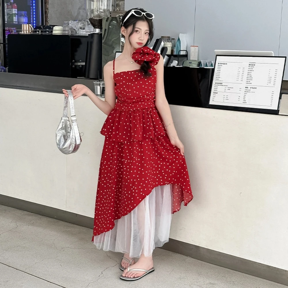 Red Polka Dot Ruffles Dot Dress Camisole Top Long Girls Suspenders Skirt Ruffled Sleeveless Casual Children Red Dress Party
Red Polka Dot Ruffles Dot Dress Camisole Top Long Girls Suspenders Skirt Ruffled Sleeveless Casual Children Red Dress Party