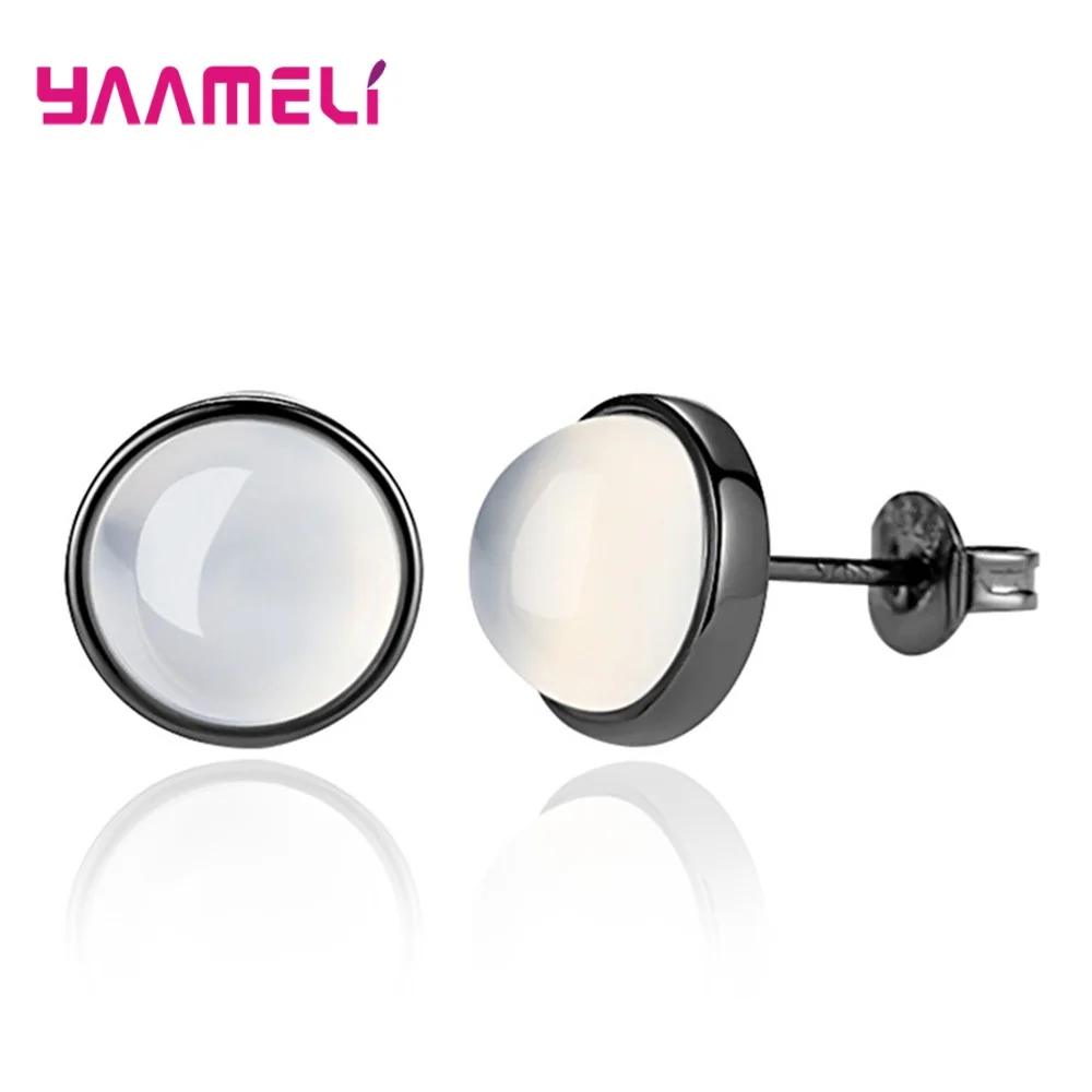Retro Moonstone Stud Earrings Original 925 Sterling Silver Round Pendant Black Gun Colored Ear Decoration Jewelry for Man Woman
Retro Moonstone Stud Earrings Original 925 Sterling Silver Round Pendant Black Gun Colored Ear Decoration Jewelry for Man Woman