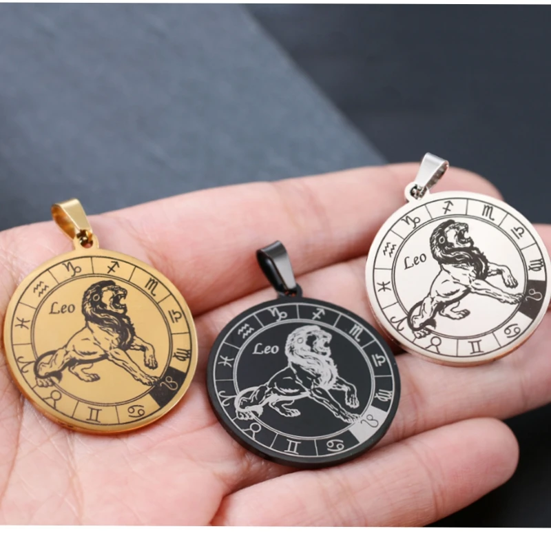 12pcs New stainless steel domineering personality 12 constellation Round Pendant DIY titanium steel men's constellation Pendant
12pcs New stainless steel domineering personality 12 constellation Round Pendant DIY titanium steel men's constellation Pendant