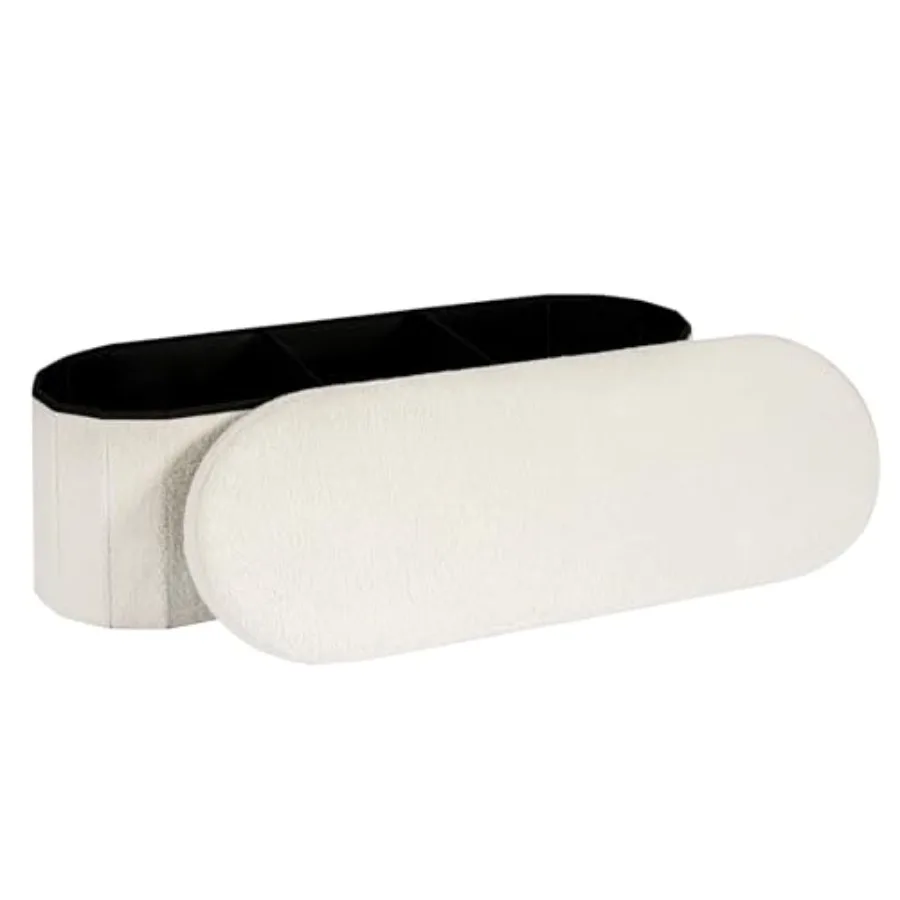 Storage Ottoman Bench 43.3 Inch Oval Ottoman with Storage Teddy Boucle Feet Rest Large Folding Ottoman Bench for Living Room En
Storage Ottoman Bench 43.3 Inch Oval Ottoman with Storage Teddy Boucle Feet Rest Large Folding Ottoman Bench for Living Room En
