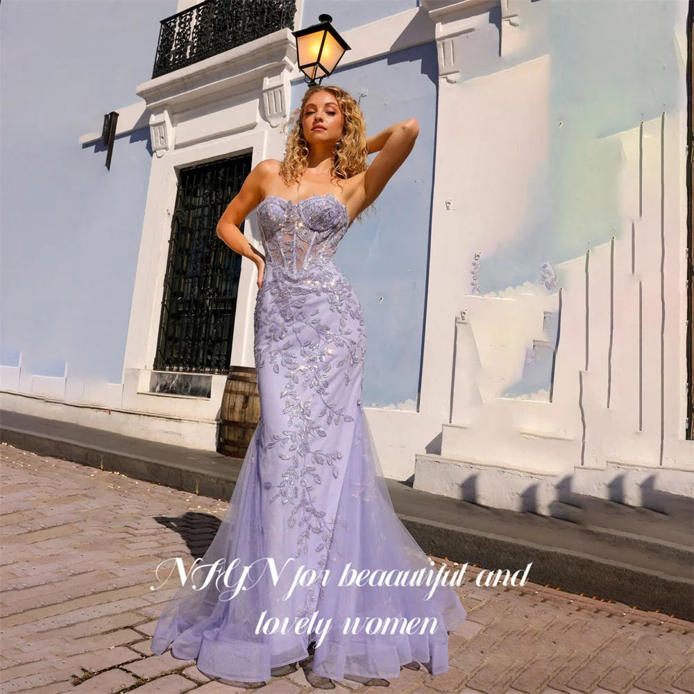 NFYN Purple Stain Mermaid Formal Dresses Strapless Party Dress Sweetheart Pleats Special Occasion Dress robe soirée Customized
NFYN Purple Stain Mermaid Formal Dresses Strapless Party Dress Sweetheart Pleats Special Occasion Dress robe soirée Customized