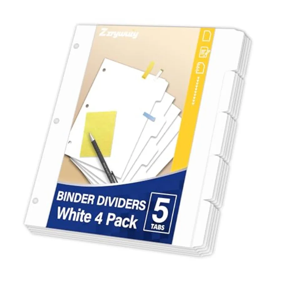 Binder Dividers with Tabs for 3 Ring Binder, 8.5 x 11 Paper Binder Dividers with Tabs 5 Tab Dividers for 3 Ring Binder, 4 Sets
Binder Dividers with Tabs for 3 Ring Binder, 8.5 x 11 Paper Binder Dividers with Tabs 5 Tab Dividers for 3 Ring Binder, 4 Sets