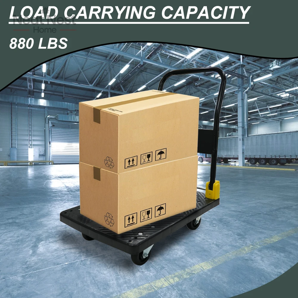 Foldable Platform Push Hand Truck Cart, 880 lbs Weight Capacity,with Swivel Brake Wheels Rugged and durable anti-skid panels
Foldable Platform Push Hand Truck Cart, 880 lbs Weight Capacity,with Swivel Brake Wheels Rugged and durable anti-skid panels