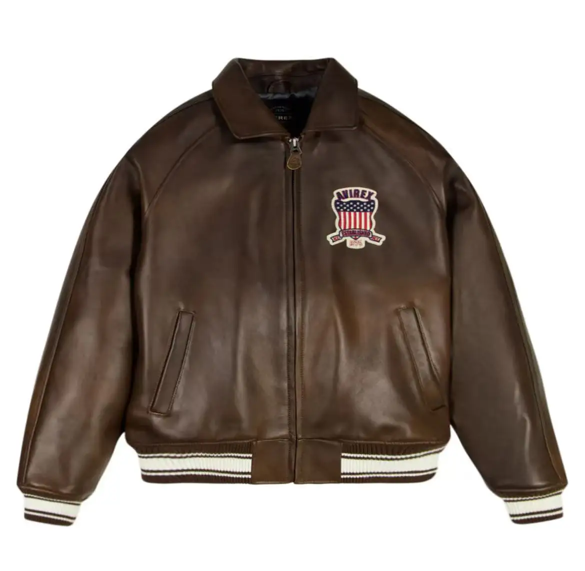 AVIREX Men's Brown Varsity Jacket Us plus size Thick European lambskin High Quality Embroidery genuine leather jackets
AVIREX Men's Brown Varsity Jacket Us plus size Thick European lambskin High Quality Embroidery genuine leather jackets