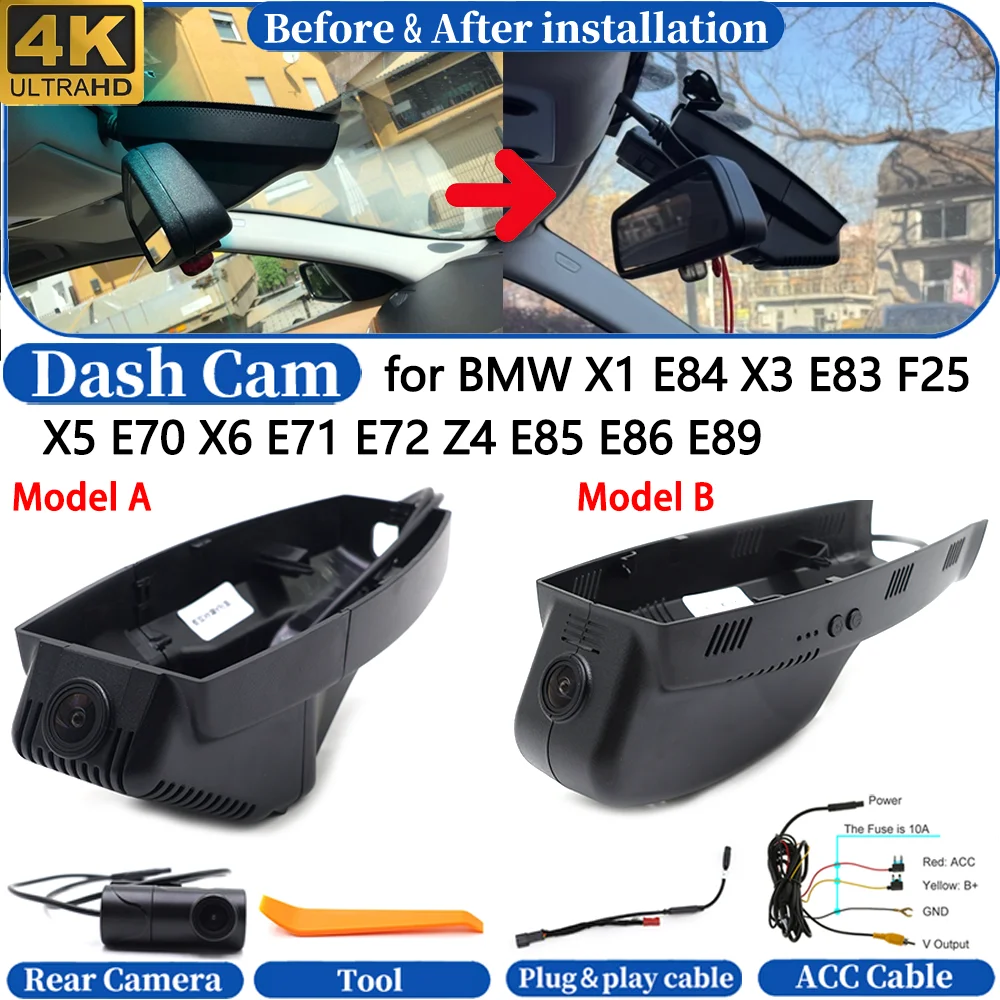 Dash Cam for BMW X1 E84 X3 E83 F25 X5 E70 X6 E71 E72 Z4 E85 E86 E89 Front&Rear 4K DVR Dashboard Camera Video Drive Recorder
Dash Cam for BMW X1 E84 X3 E83 F25 X5 E70 X6 E71 E72 Z4 E85 E86 E89 Front&Rear 4K DVR Dashboard Camera Video Drive Recorder