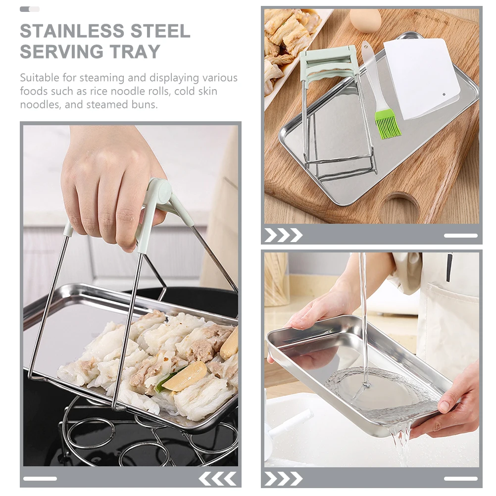 1 set Stainless Steel Steaming Tray Set Rectangular Food Serving Dish Rice Noodle Rolls Cold Skin Noodles Steamed Buns Metal Pan
1 set Stainless Steel Steaming Tray Set Rectangular Food Serving Dish Rice Noodle Rolls Cold Skin Noodles Steamed Buns Metal Pan