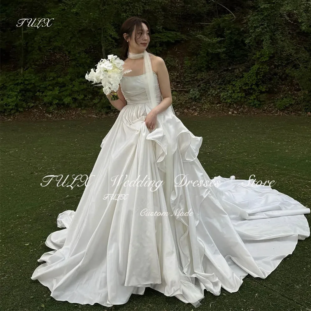 TULX Luxury Strapless Ivory Wedding Dress Korea Photo Shoot Taffeta Corset Bridal Gown A line Long Sweep Train 웨딩드레스 Customized
TULX Luxury Strapless Ivory Wedding Dress Korea Photo Shoot Taffeta Corset Bridal Gown A line Long Sweep Train 웨딩드레스 Customized