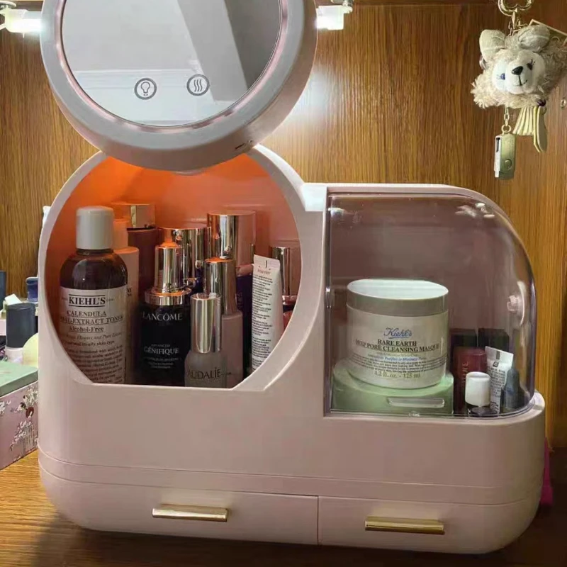 LED Makeup Organizer - 360° Rotating Vanity Case with Mirror, Dustproof Cosmetic Storage, Desktop Skincare Display Stand
LED Makeup Organizer - 360° Rotating Vanity Case with Mirror, Dustproof Cosmetic Storage, Desktop Skincare Display Stand