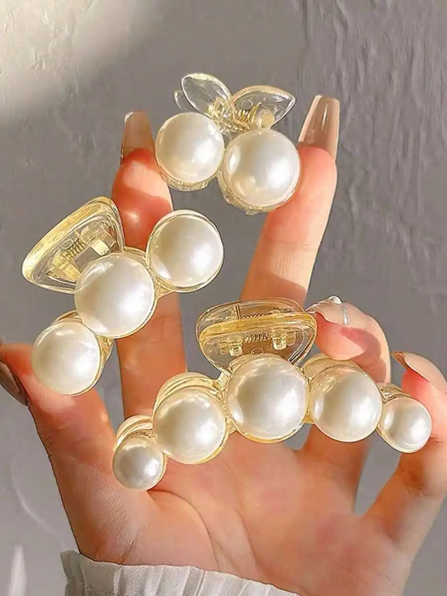 4pcs Elegant Faux Pearl Hair Claw Clips Set Non-Slip Strong Hold Plastic Jaw Clips For Women White Accessories
4pcs Elegant Faux Pearl Hair Claw Clips Set Non-Slip Strong Hold Plastic Jaw Clips For Women White Accessories