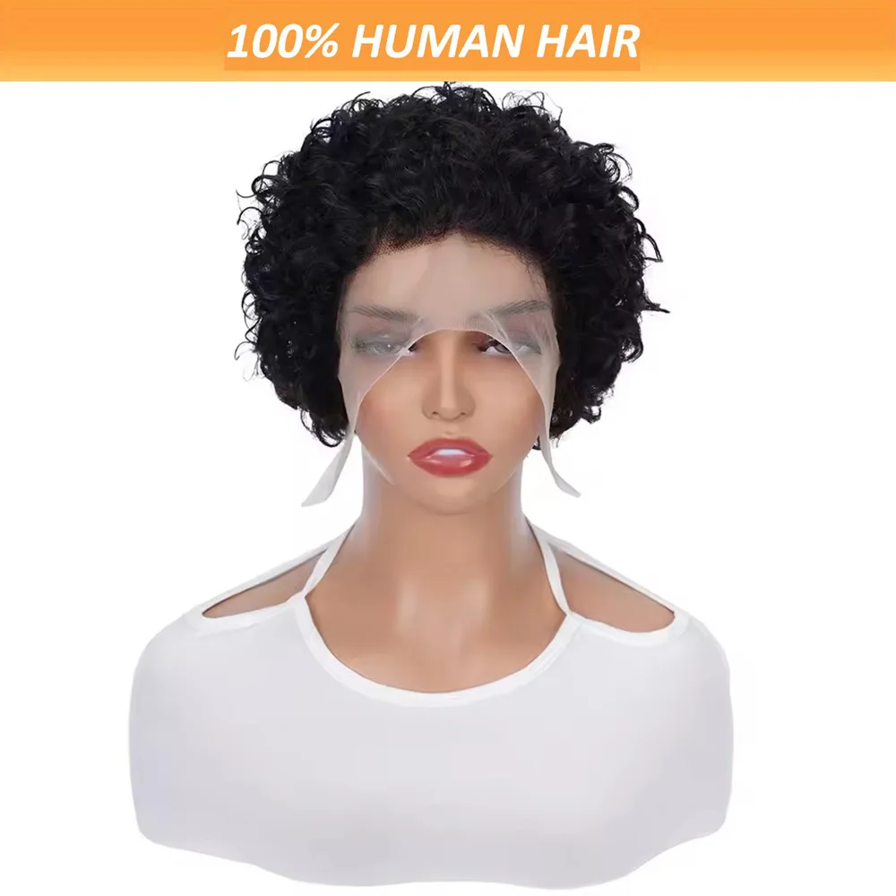 13x1 inch Transparent Lace Short Curly 100% Human Hair Wig Bob Wigs Bouncy Hair for Natural Look Sassoon Headpiece Natural Black
13x1 inch Transparent Lace Short Curly 100% Human Hair Wig Bob Wigs Bouncy Hair for Natural Look Sassoon Headpiece Natural Black