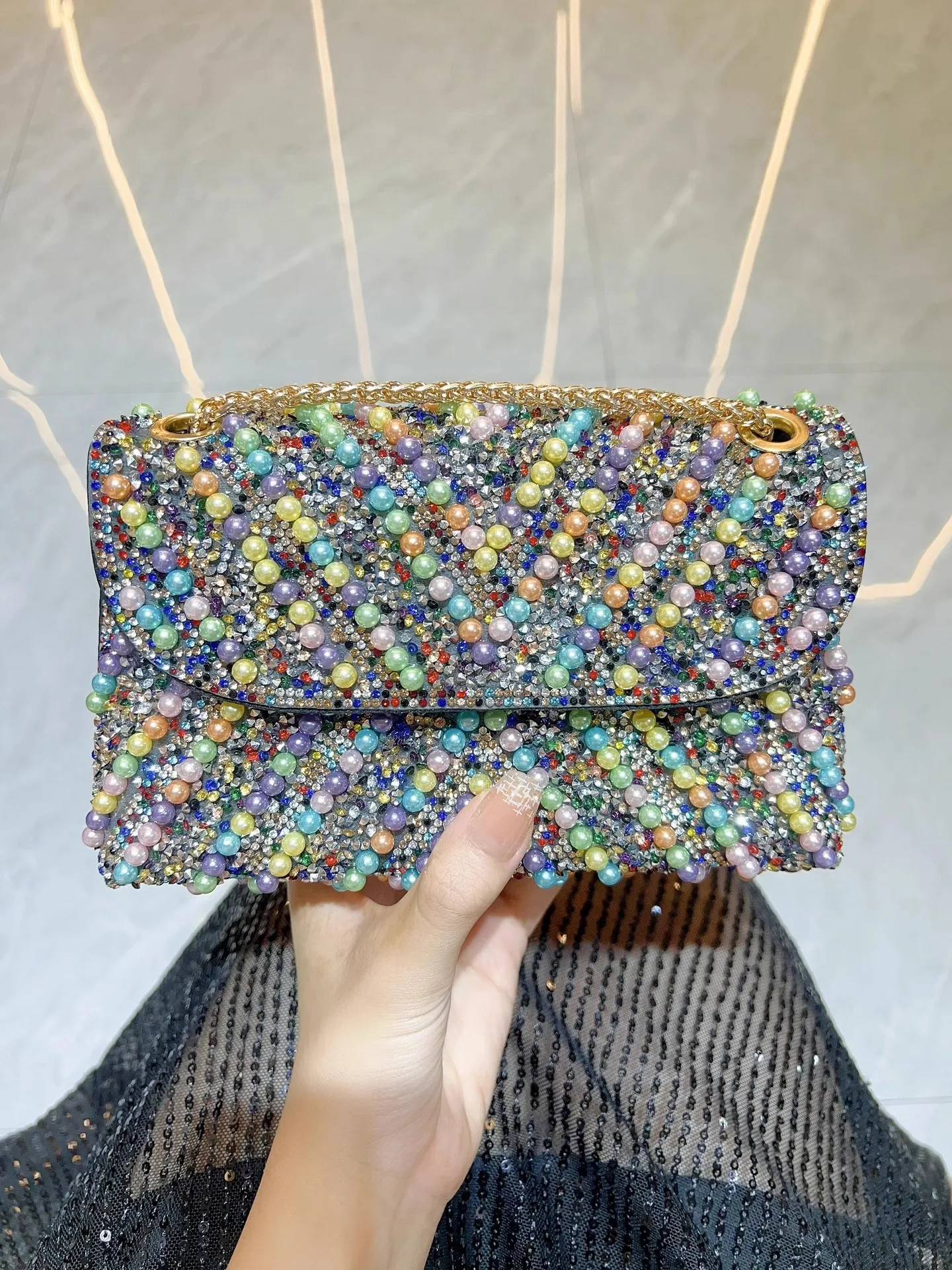 Luxury Colorful Beads Beaded Square Bag Fashion Women's Handbag Glitter Shiny Rhinestones Diamond Evening Bag Crossbody Bag
Luxury Colorful Beads Beaded Square Bag Fashion Women's Handbag Glitter Shiny Rhinestones Diamond Evening Bag Crossbody Bag