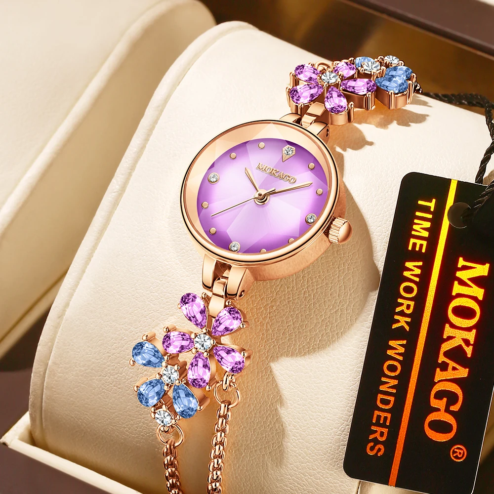 MOKAGO новые часы-браслет с цветком, стильные роскошные элегантные женские кварцевые часы, водостойкие женские наручные часы с градиентным циферблатом
MOKAGO новые часы-браслет с цветком, стильные роскошные элегантные женские кварцевые часы, водостойкие женские наручные часы с градиентным циферблатом