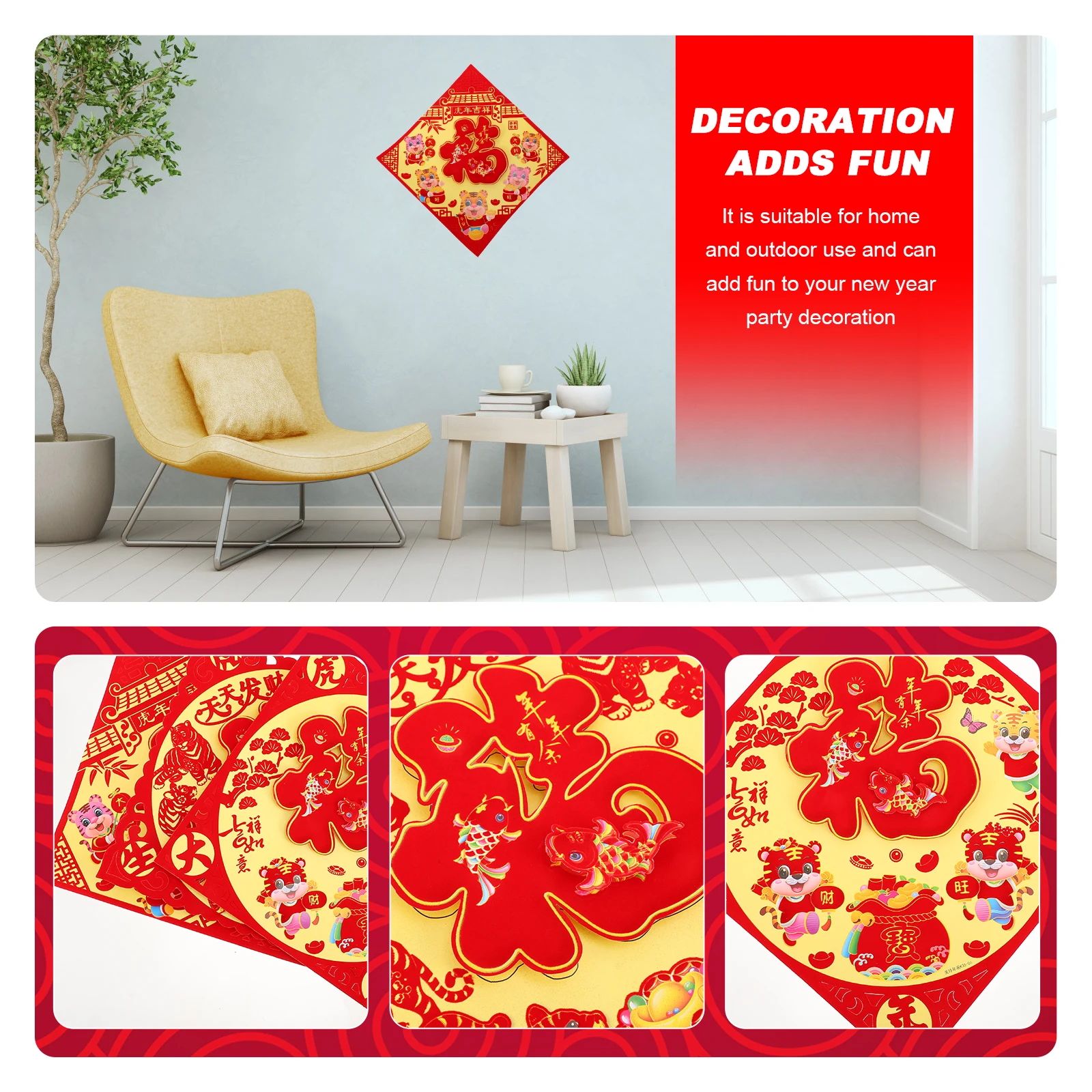 3 Pcs The Word "Fu" Zodiac Post Festival Glass Sticker Window Stickers Decorations Lunar New Year Decals Chinese Spring
3 Pcs The Word "Fu" Zodiac Post Festival Glass Sticker Window Stickers Decorations Lunar New Year Decals Chinese Spring