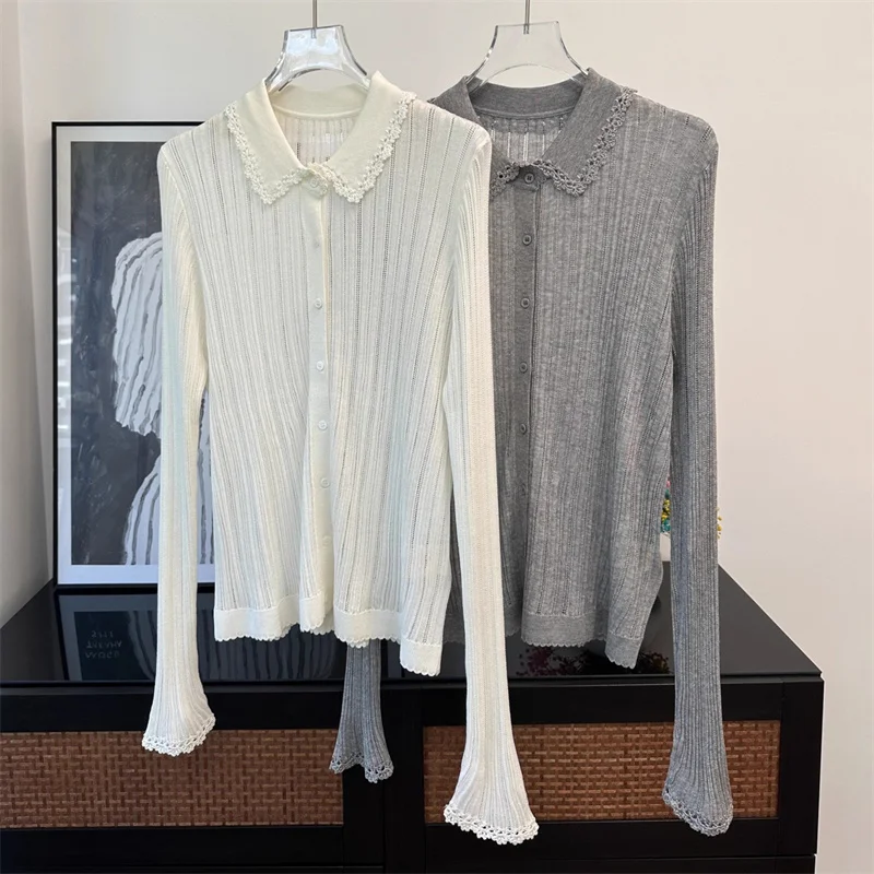 Кардиган для женщин, новый эластичный вязаный облегающий топ с лацканами и длинными рукавами на осень 2021, кружевной лоскутный женский свитер, тонкое пальто
Кардиган для женщин, новый эластичный вязаный облегающий топ с лацканами и длинными рукавами на осень 2021, кружевной лоскутный женский свитер, тонкое пальто