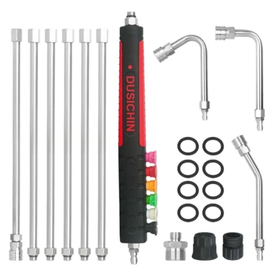 Pressure Washer Extension Wand Gutter Cleaning 8 FT Garden Hose Adapter, Upgarded Soft Handle 6 Nozzle Tips 3 Curved Rod for Gu
Pressure Washer Extension Wand Gutter Cleaning 8 FT Garden Hose Adapter, Upgarded Soft Handle 6 Nozzle Tips 3 Curved Rod for Gu