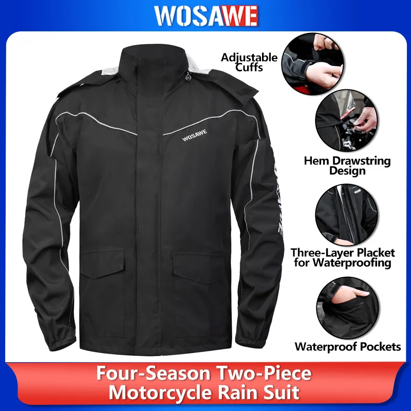 WOSAWE Motorcycle Rain Jacket Men Waterproof Reflective Riding Coat Adjustable Cuffs Pockets Outdoor Motorbike Touring Gear
WOSAWE Motorcycle Rain Jacket Men Waterproof Reflective Riding Coat Adjustable Cuffs Pockets Outdoor Motorbike Touring Gear