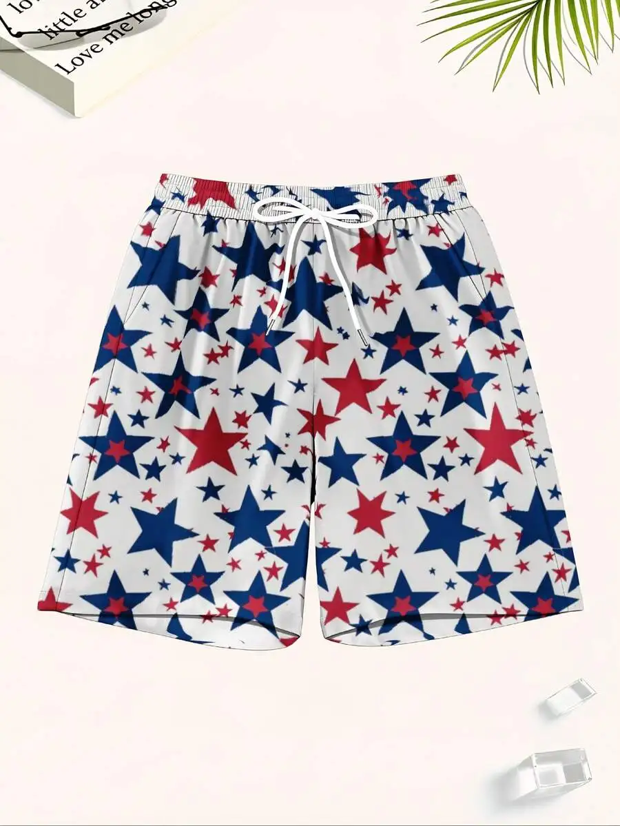 Mens Patriotic Star Print Quick Dry Beach Swim Trunks Red White Blue
Mens Patriotic Star Print Quick Dry Beach Swim Trunks Red White Blue