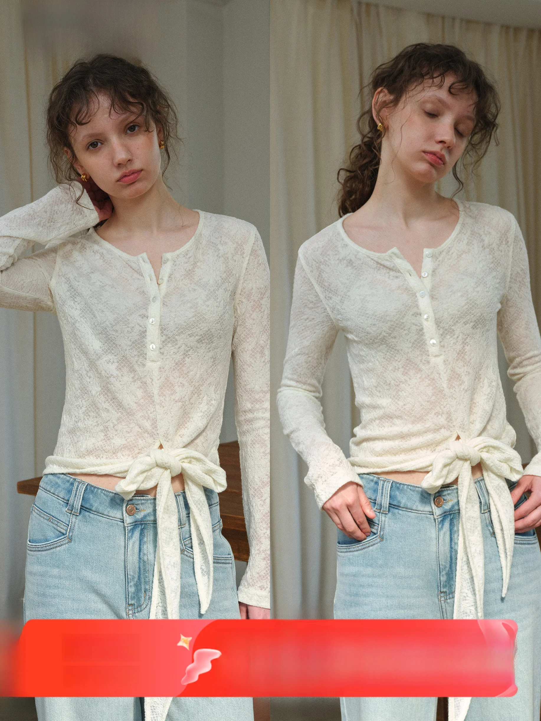 Lace Long Sleeve Slim Fit Women's T-shirt Ruffle Design Wool Blend Spring Summer Thin Belted Henry Collar Korean Style Top
Lace Long Sleeve Slim Fit Women's T-shirt Ruffle Design Wool Blend Spring Summer Thin Belted Henry Collar Korean Style Top