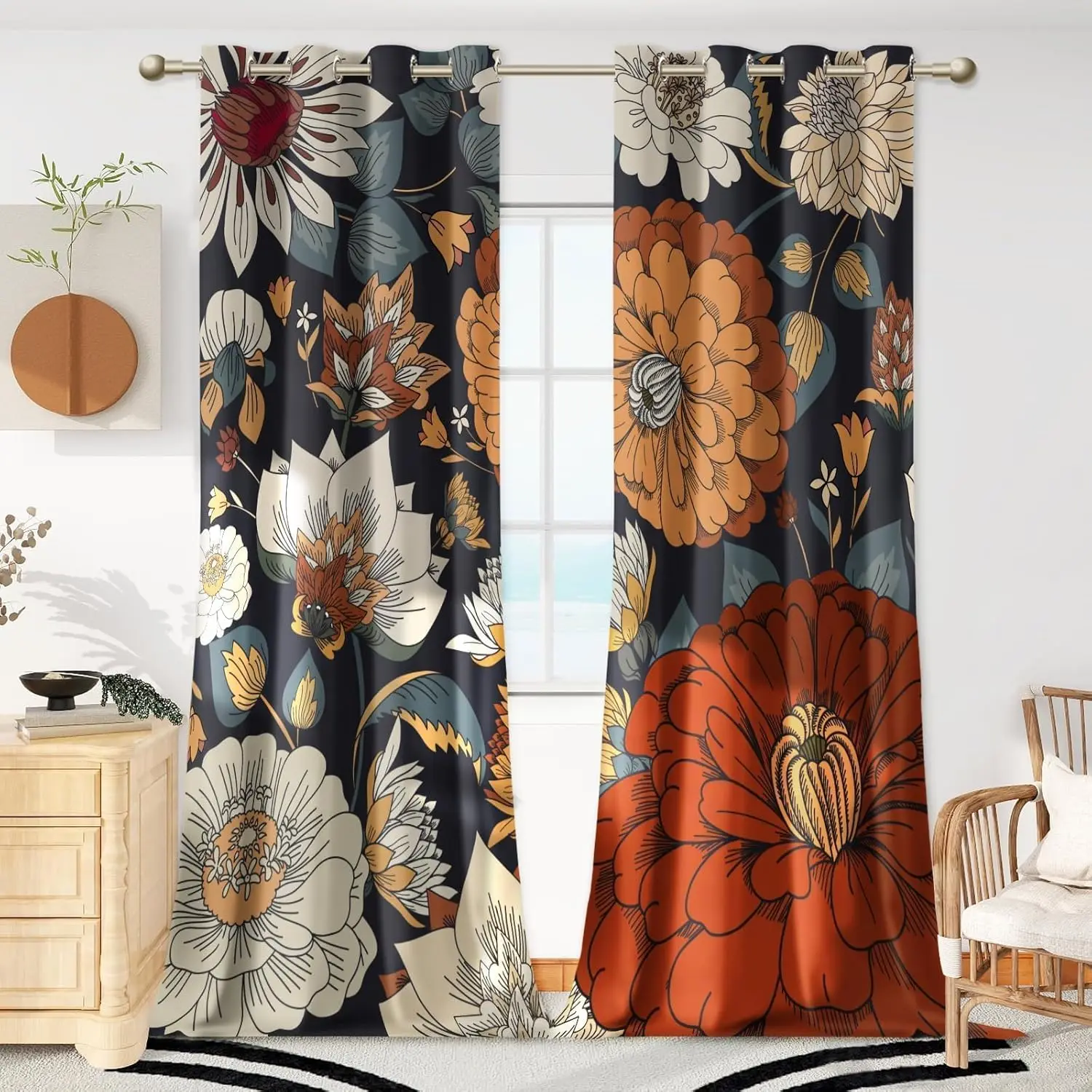 Blackout Curtains 108 Inches Extra Long, Boho Floral Botanical Room Darkening Thermal Insulated Grommet Window Drapes 2 Panels,
Blackout Curtains 108 Inches Extra Long, Boho Floral Botanical Room Darkening Thermal Insulated Grommet Window Drapes 2 Panels,