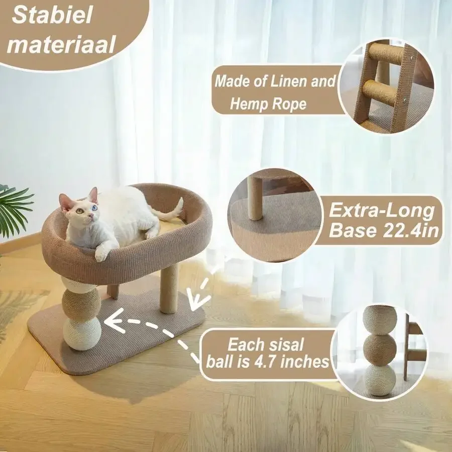 Cat Tree For Indoor Cats Cat Scratching Post With Large Bed Cooling Mat Ladder And Sisal Balls Multi-Level Cat Tower Furniture
Cat Tree For Indoor Cats Cat Scratching Post With Large Bed Cooling Mat Ladder And Sisal Balls Multi-Level Cat Tower Furniture