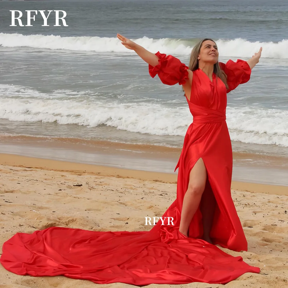RFYR Red Evening Dress Flying Dress Lantern Sleeve Prom Dress High Slit Long Train Party Dress Princes فساتين منا Customized
RFYR Red Evening Dress Flying Dress Lantern Sleeve Prom Dress High Slit Long Train Party Dress Princes فساتين منا Customized