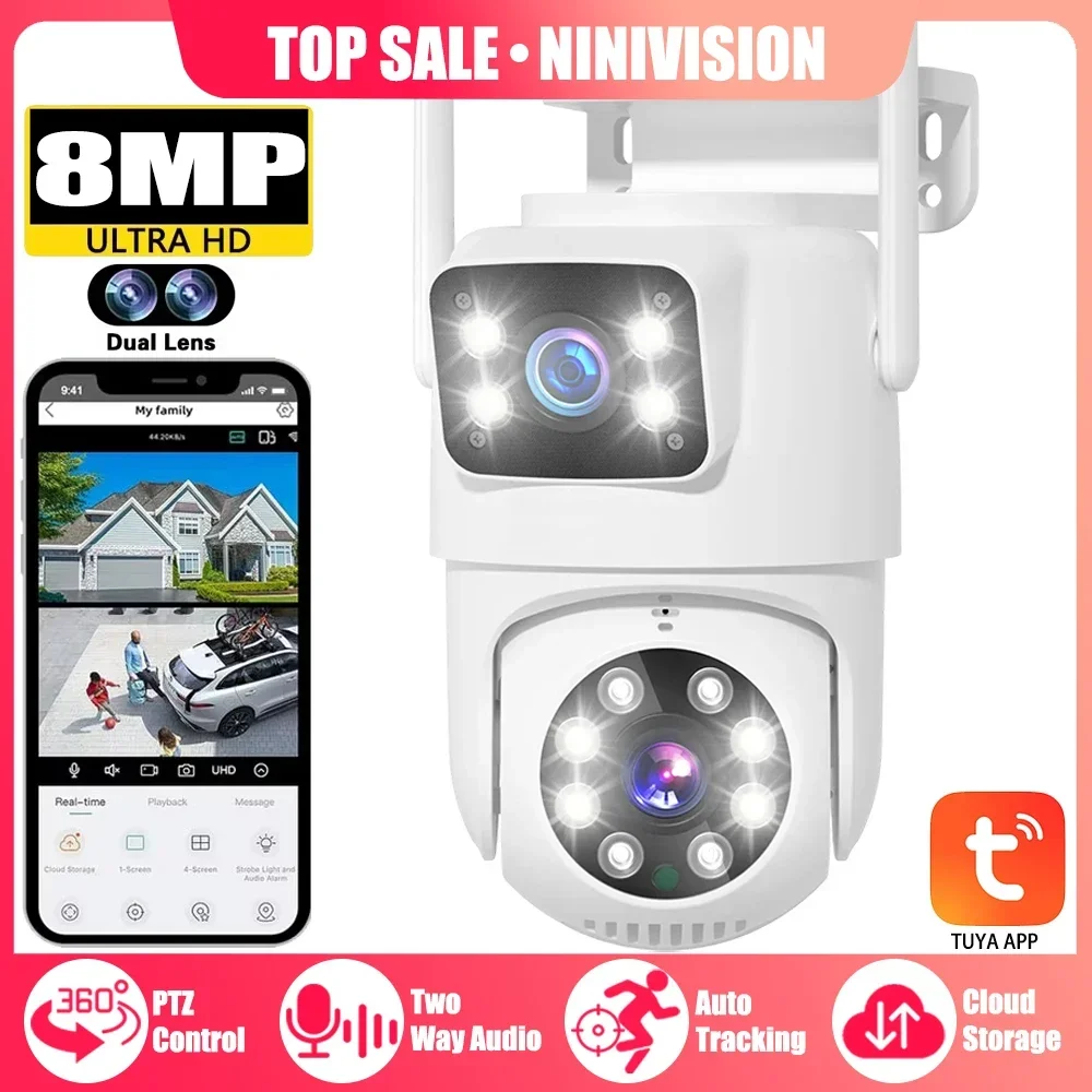 Tuya PTZ Wi-Fi камера безопасности 4K 8MP двойной объектив с двойным экраном Ai автоматическое отслеживание беспроводная камера видеонаблюдения Smart Life
Tuya PTZ Wi-Fi камера безопасности 4K 8MP двойной объектив с двойным экраном Ai автоматическое отслеживание беспроводная камера видеонаблюдения Smart Life