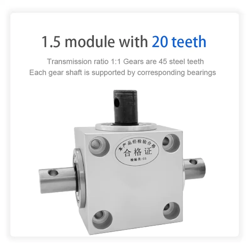 ABVA-1:1 Ratio Horizontal Right Angle Gearbox 15Mm Shaft 1.5M 20 Teeth 90-Degree Commutator Side Installation Two Axis
ABVA-1:1 Ratio Horizontal Right Angle Gearbox 15Mm Shaft 1.5M 20 Teeth 90-Degree Commutator Side Installation Two Axis