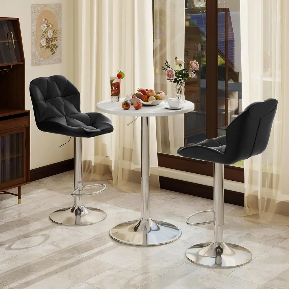 White Adjustable Round Pub Table Set with 2 Black Swivel Counter Height Barstools for Home Kitchen or Bistro
White Adjustable Round Pub Table Set with 2 Black Swivel Counter Height Barstools for Home Kitchen or Bistro