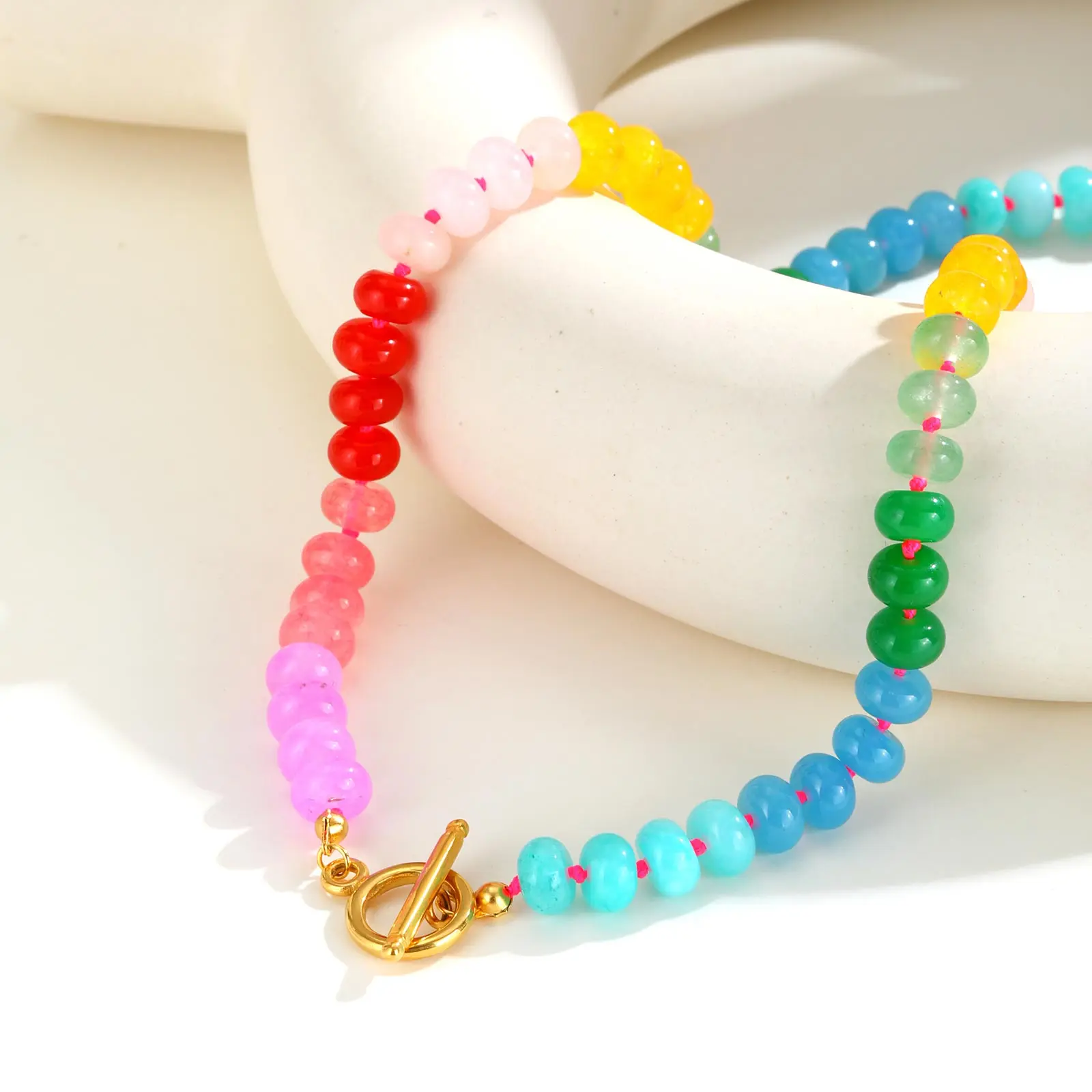 Boho Colorful Natural Stone Necklace for Women, Stainless Steel OT Buckle Rainbow Bead Choker Necklace ,Summer Handmade Jewelry
Boho Colorful Natural Stone Necklace for Women, Stainless Steel OT Buckle Rainbow Bead Choker Necklace ,Summer Handmade Jewelry