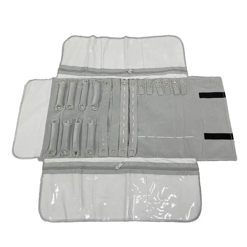 Velvet Travel Jewelry Case Roll Bag Organizer with PVC pocket for Necklace Bracelet Earrings Ring Grey
Velvet Travel Jewelry Case Roll Bag Organizer with PVC pocket for Necklace Bracelet Earrings Ring Grey
