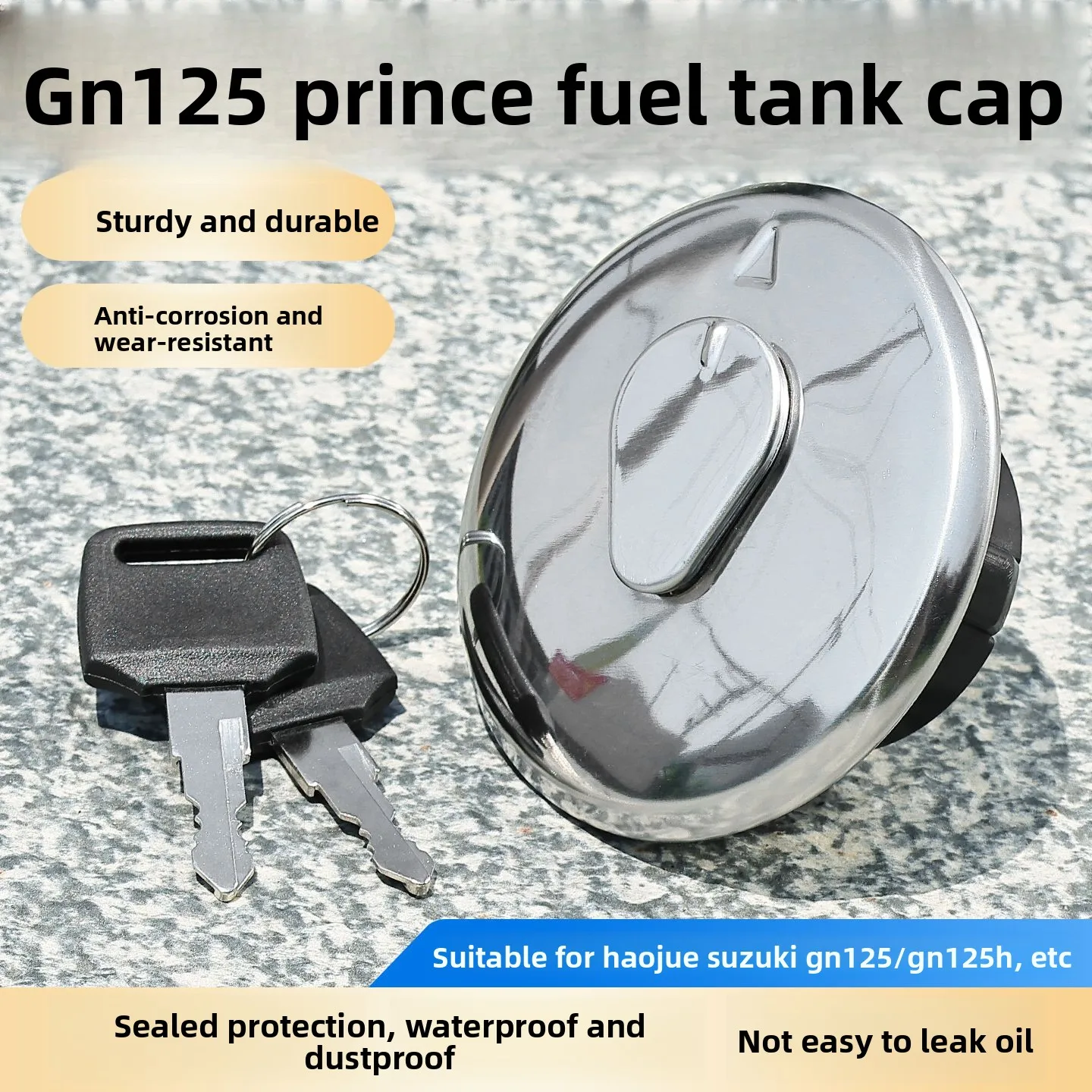 Motorcycle Fuel Tank Gas Cap with 2 Keys, Anti-theft Leak Proof Cap for Suzuki GN125 Prince Haojue HJ125-8 Motorbike Parts.
Motorcycle Fuel Tank Gas Cap with 2 Keys, Anti-theft Leak Proof Cap for Suzuki GN125 Prince Haojue HJ125-8 Motorbike Parts.