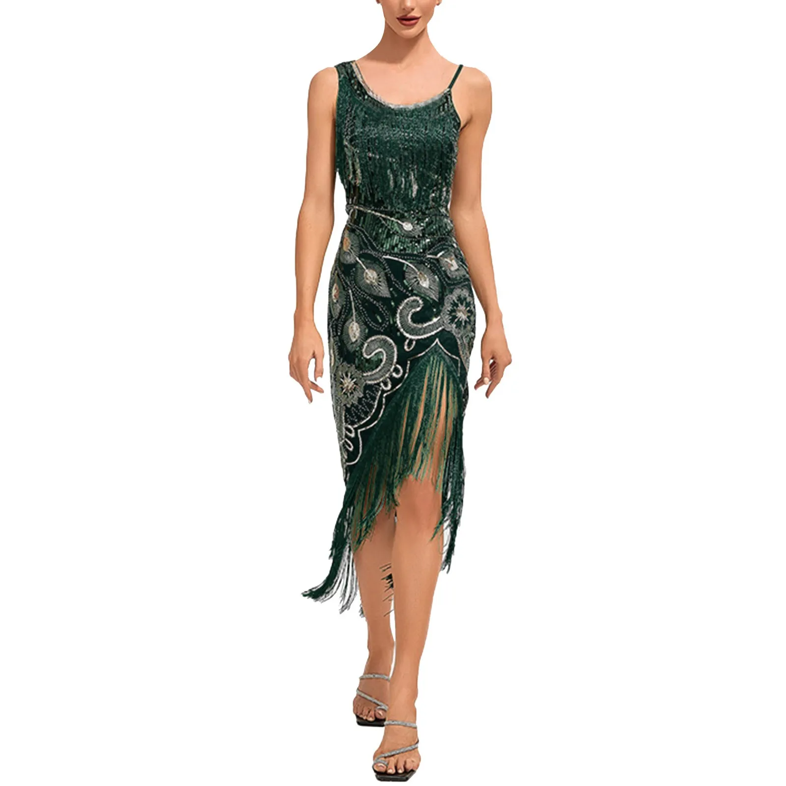 1920s Flapper Tassels Hem Party Knee Length Dress Women Sequined Cocktail Irregular Dresses Sleeveless Slim Fit Evening Gowns
1920s Flapper Tassels Hem Party Knee Length Dress Women Sequined Cocktail Irregular Dresses Sleeveless Slim Fit Evening Gowns