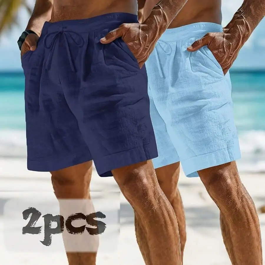 2pcs Mens Linen Shorts Casual Drawstring Waist With Pockets Summer Beach Wear
2pcs Mens Linen Shorts Casual Drawstring Waist With Pockets Summer Beach Wear