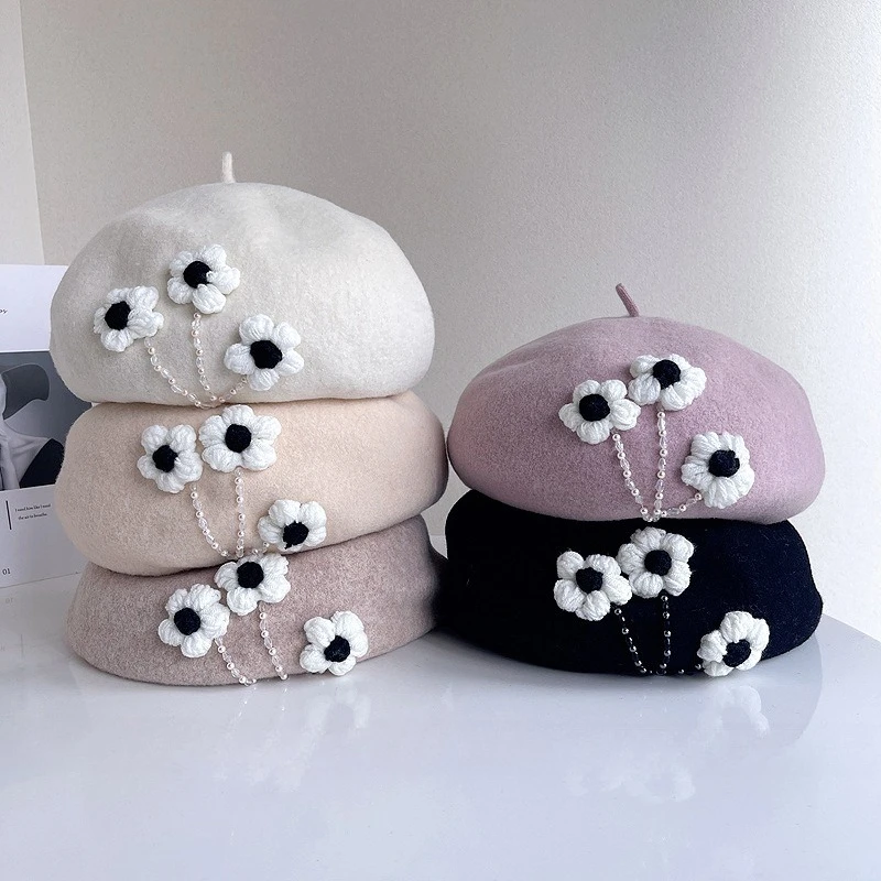 Маленький шерстяной берет с цветочным узором, осенне-зимние новые модные универсальные шапки художника для женщин
Маленький шерстяной берет с цветочным узором, осенне-зимние новые модные универсальные шапки художника для женщин