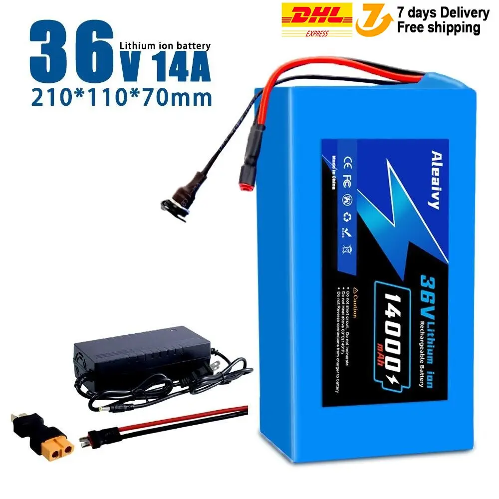 Aleaivy 36V Electric Bike Lithium Battery Pack 14Ah Li-ion Ebike Battery for Bicycle Scooter Motorcycle with 42v li ion Charger
Aleaivy 36V Electric Bike Lithium Battery Pack 14Ah Li-ion Ebike Battery for Bicycle Scooter Motorcycle with 42v li ion Charger