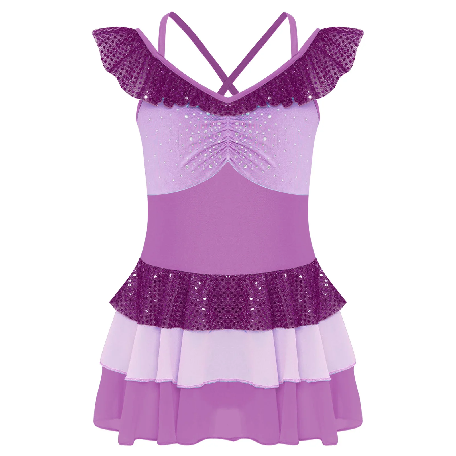 Kids Girls Ballet Dresses Figure Skating Dance Costume Cross Back Sequins Rhinestones Ruched Color Block Tiered Ruffled Dress
Kids Girls Ballet Dresses Figure Skating Dance Costume Cross Back Sequins Rhinestones Ruched Color Block Tiered Ruffled Dress