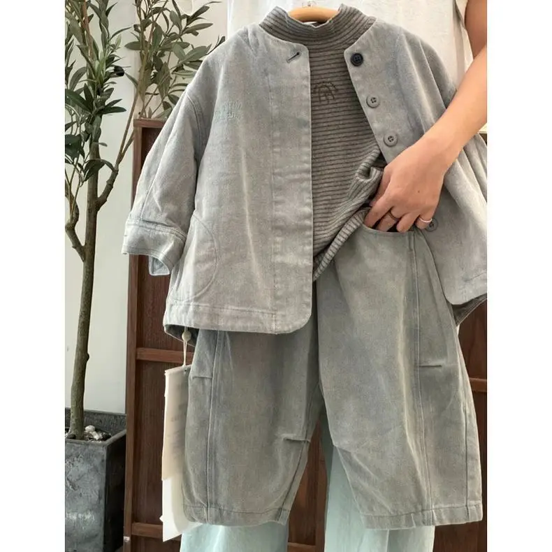 Boys' Spring Autumn Sets 2025 New Children's Grey Solf Denim Jacket Jeans Two-piece Suits Cowboy Style Harajuku Fashion Sets
Boys' Spring Autumn Sets 2025 New Children's Grey Solf Denim Jacket Jeans Two-piece Suits Cowboy Style Harajuku Fashion Sets