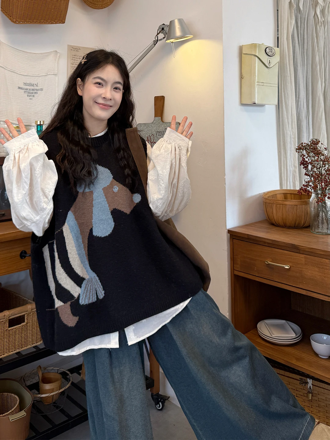 plus Size Women's Early Spring Loose Embroidered Long Sleeve Knitted Shirt round Neck Denim Pants Three Piece Set Casual Style
plus Size Women's Early Spring Loose Embroidered Long Sleeve Knitted Shirt round Neck Denim Pants Three Piece Set Casual Style