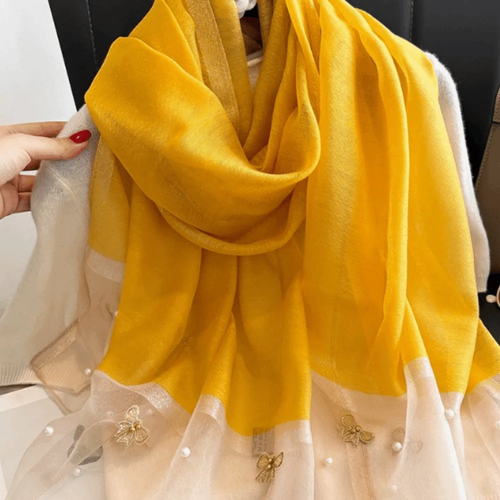 Headkerchief Korean Thin Silk Scarf Bow Luxury Embroidery Scarf Elegant Solid Color Lace Scarf Wraps Autumn
Headkerchief Korean Thin Silk Scarf Bow Luxury Embroidery Scarf Elegant Solid Color Lace Scarf Wraps Autumn