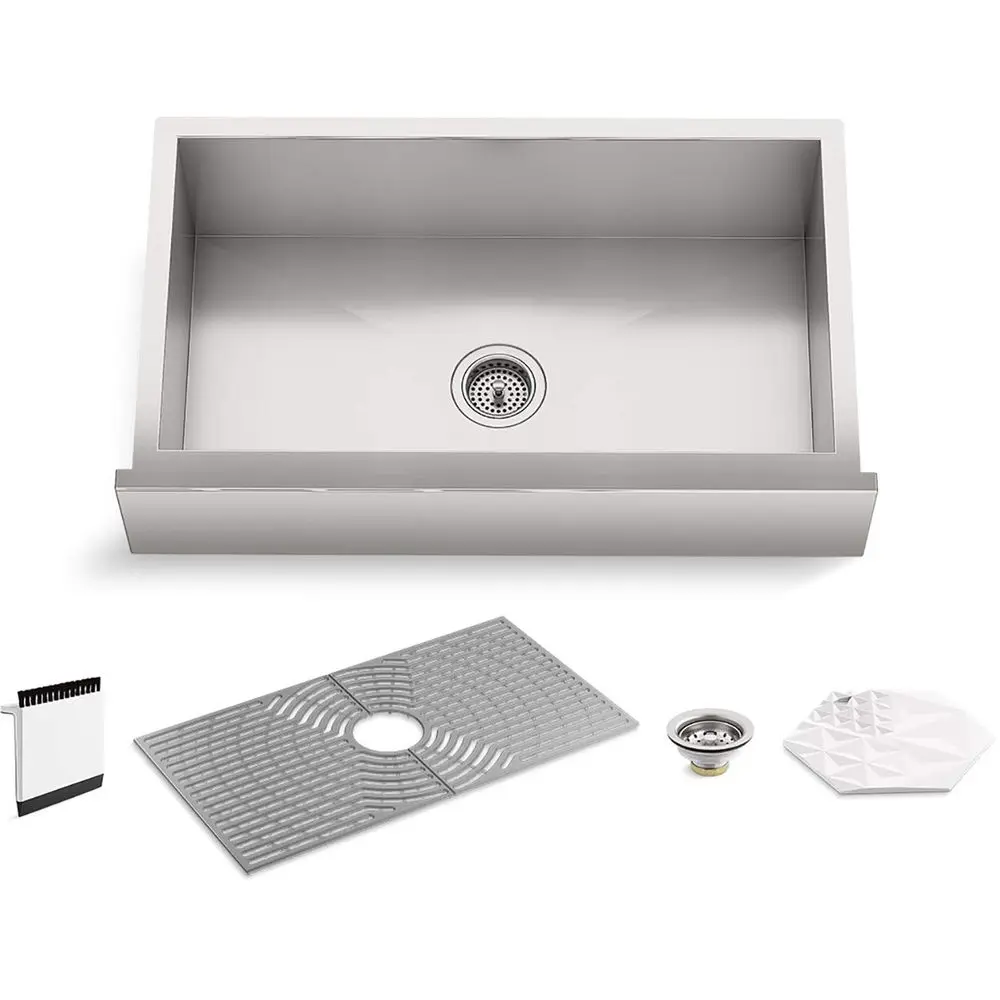 K20243PCNA Ludington 34 UnderMount SingleBowl Farmhouse Kitchen Sink with Accessories, ApronFront Basin, Stainless Steel
K20243PCNA Ludington 34 UnderMount SingleBowl Farmhouse Kitchen Sink with Accessories, ApronFront Basin, Stainless Steel