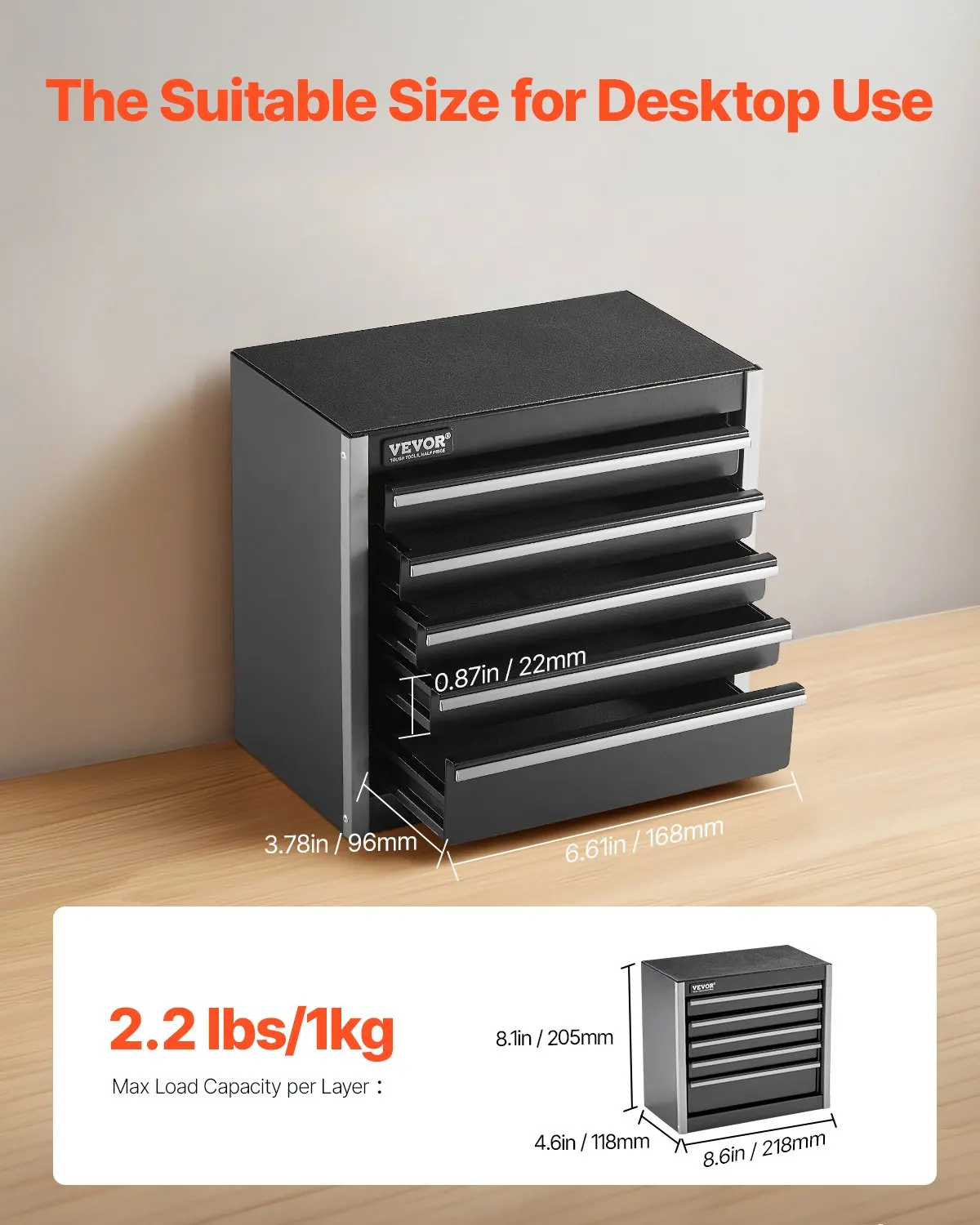 Metal Tool Box, 8.6-inch, Portable Metal Tool Box With 5 Drawers, Small Tool Chest With EVA Liners And PP Feet Pads, Heavy-Duty
Metal Tool Box, 8.6-inch, Portable Metal Tool Box With 5 Drawers, Small Tool Chest With EVA Liners And PP Feet Pads, Heavy-Duty