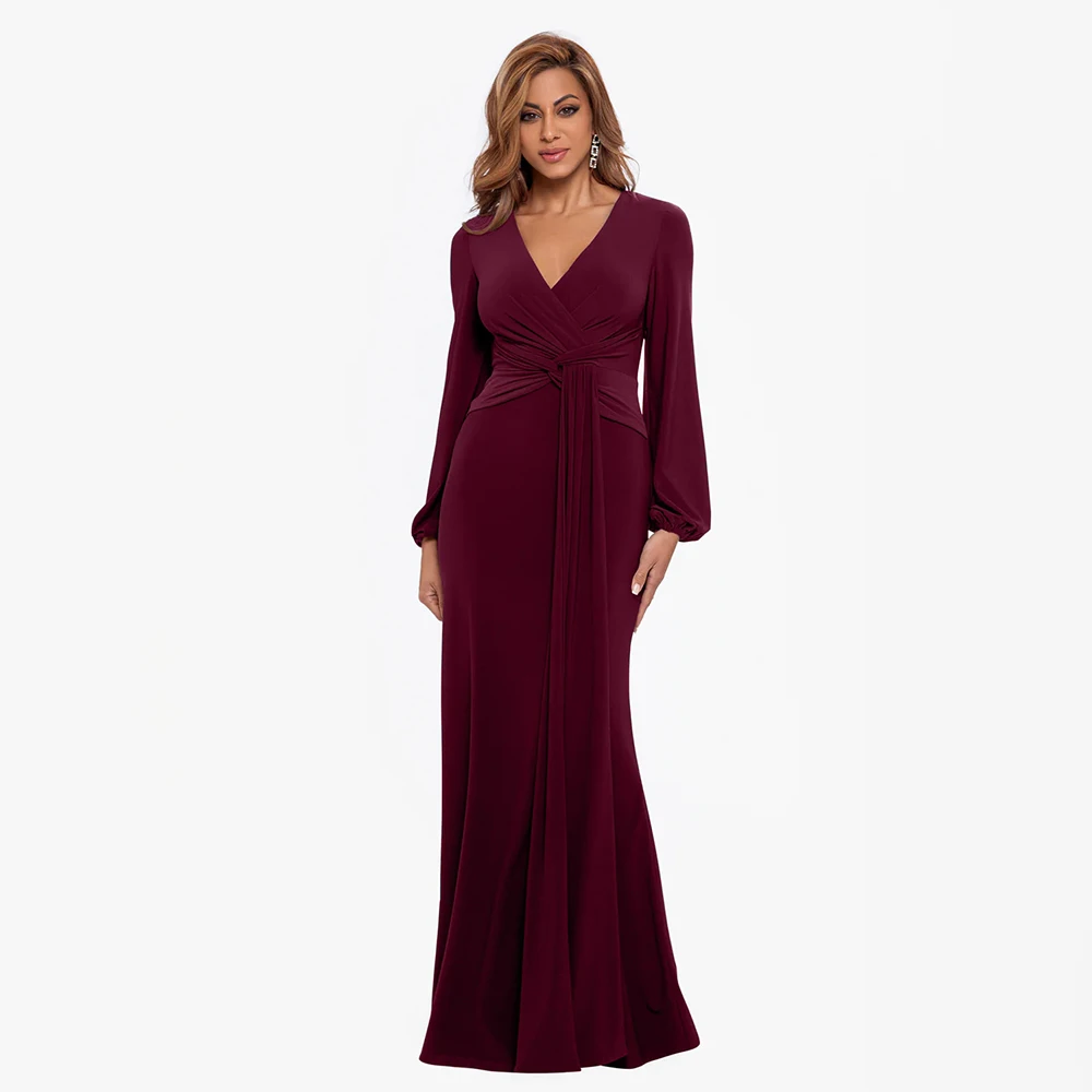 Mother of the bride dress V-neck Long Sleeve Mermaid Mother Dress for Wedding Party Pleated Mother of Groom Dress Customized
Mother of the bride dress V-neck Long Sleeve Mermaid Mother Dress for Wedding Party Pleated Mother of Groom Dress Customized