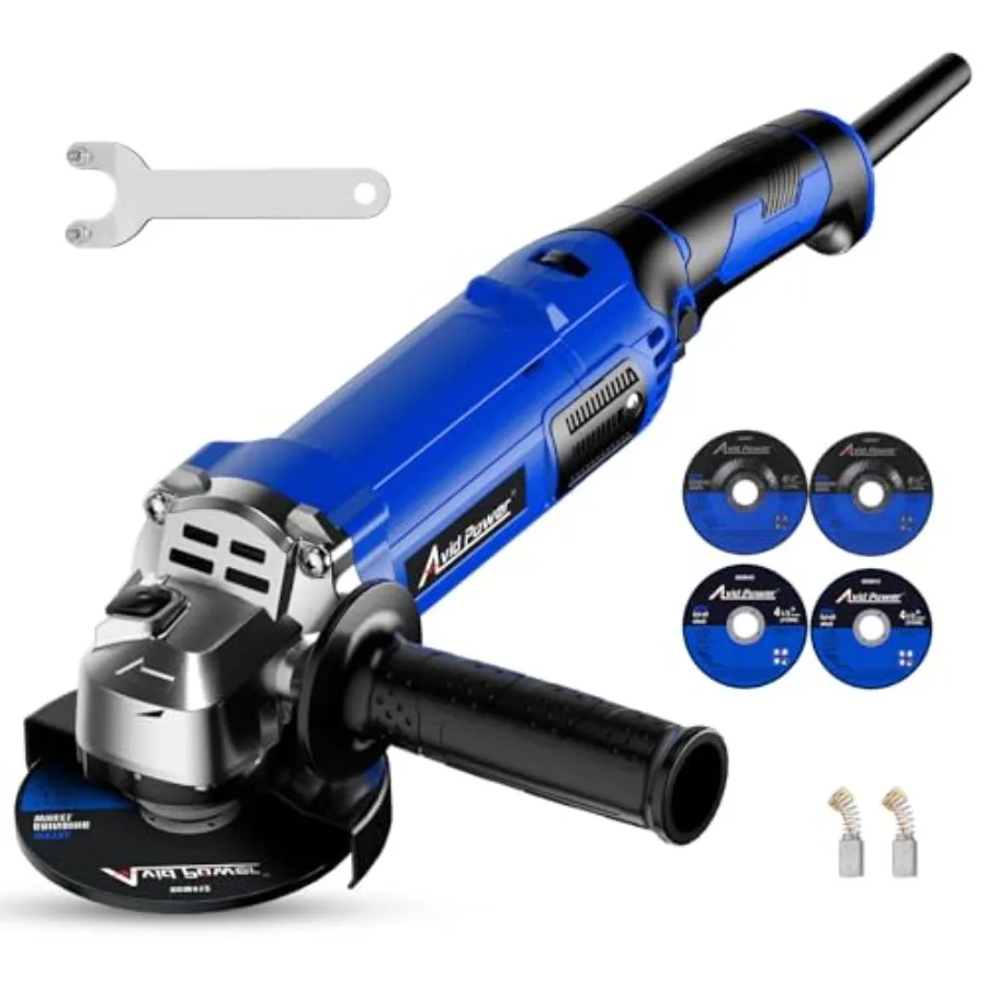 Angle Grinder 4-1/2 Inch 8.0 Amp 1000W Electric Grinder Tool 7-Variable-Speed Metal Grinder 11 500 RPM Paddle Switch with Lock-
Angle Grinder 4-1/2 Inch 8.0 Amp 1000W Electric Grinder Tool 7-Variable-Speed Metal Grinder 11 500 RPM Paddle Switch with Lock-