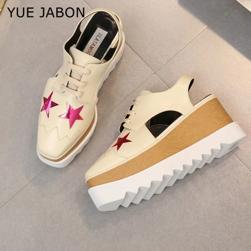 Breathable Lace Up Real Leather Casual Shoes Women Platform Stars Shoes Round Toe Summer Sandal Shoes Black
Breathable Lace Up Real Leather Casual Shoes Women Platform Stars Shoes Round Toe Summer Sandal Shoes Black