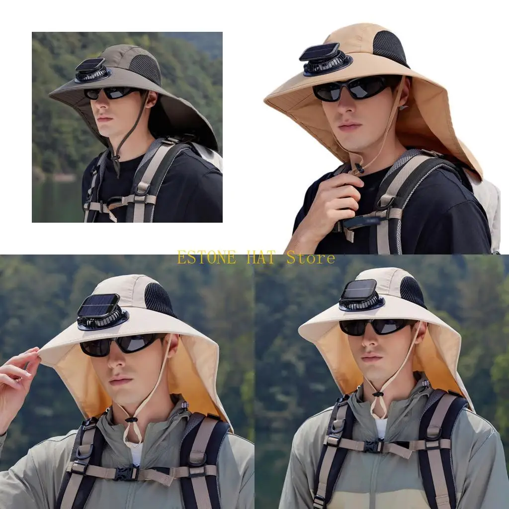49MF Breathable Solar Fan Sun Hat With Rolls Up Neck Flap For Summer
49MF Breathable Solar Fan Sun Hat With Rolls Up Neck Flap For Summer